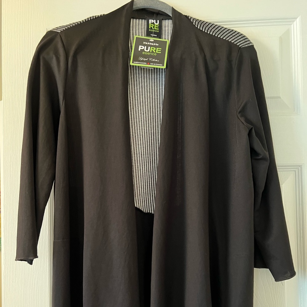 PURE Black 3/4 sleeve open jacket